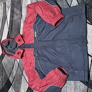 VINTAGE BKE-ICE NYLON REMOVABLE FLEECE LINING VARSATILE ZIP-SNAP HOODIE JACKET